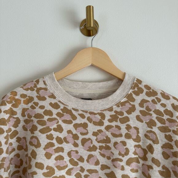 Aerie Oversized Desert Leopard Print Crewneck Pullover Sweatshirt - Picture 4 of 8